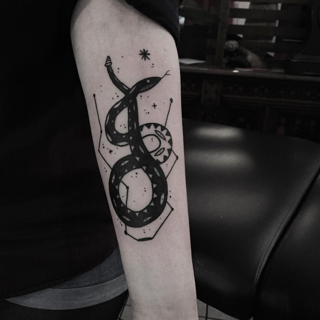 Snake and constellation by Matik Tattoo