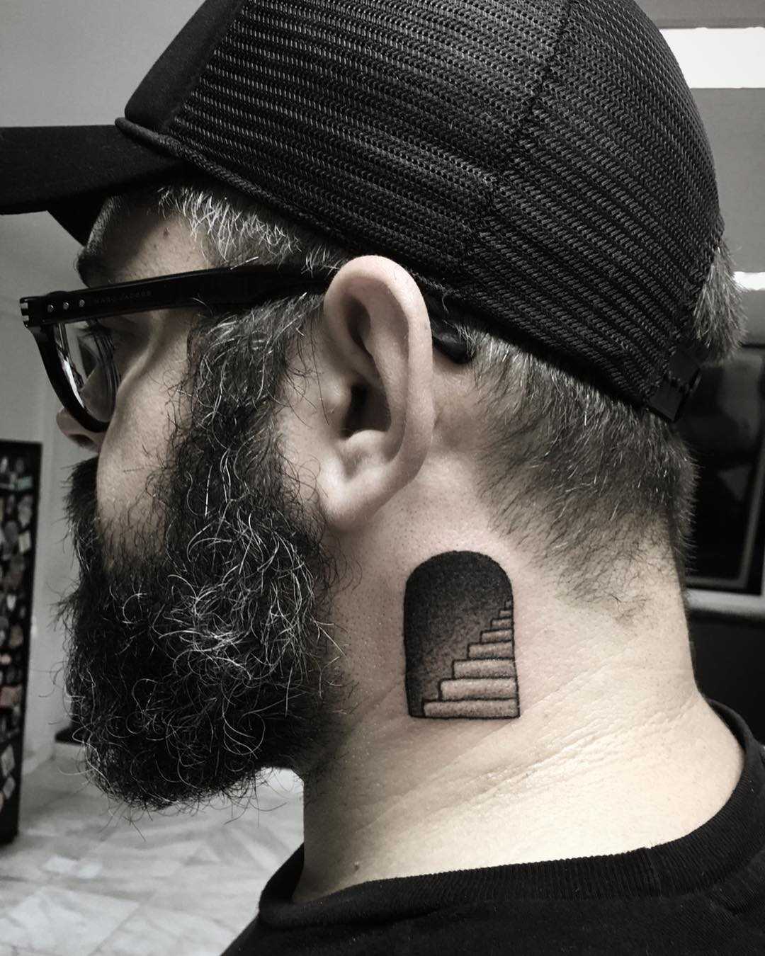 Stairway tattoo on the neck