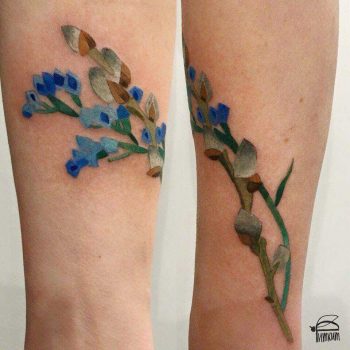 Statice and pussy willow tattoo