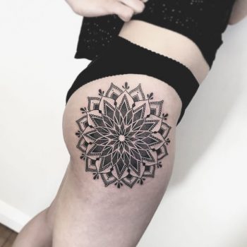 Superb mandala tattoo on the right hip