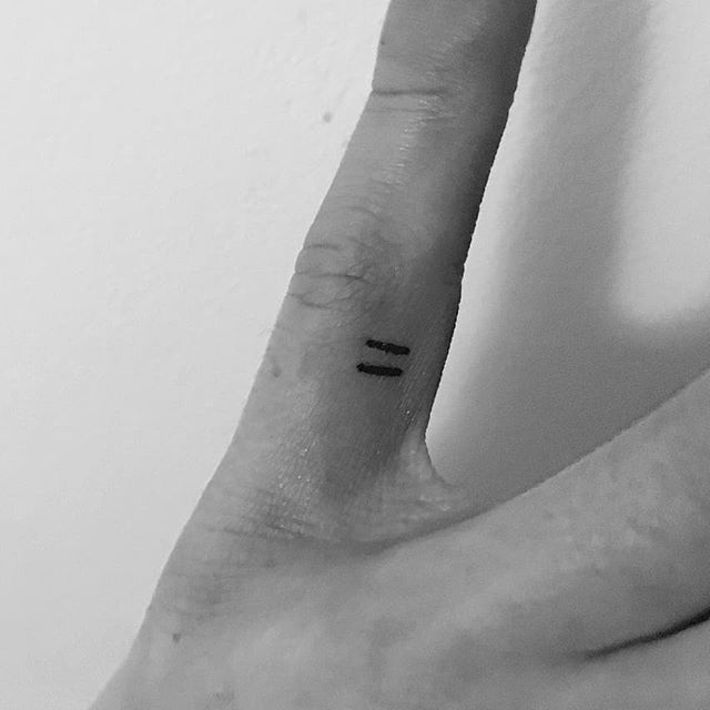 Tiny equality symbol tattoo