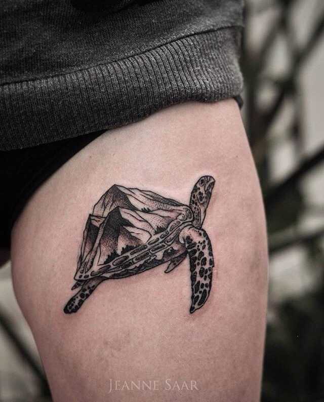 Turtle tattoo by Jeanne Saar