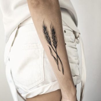 Two ears of wheat tattoo