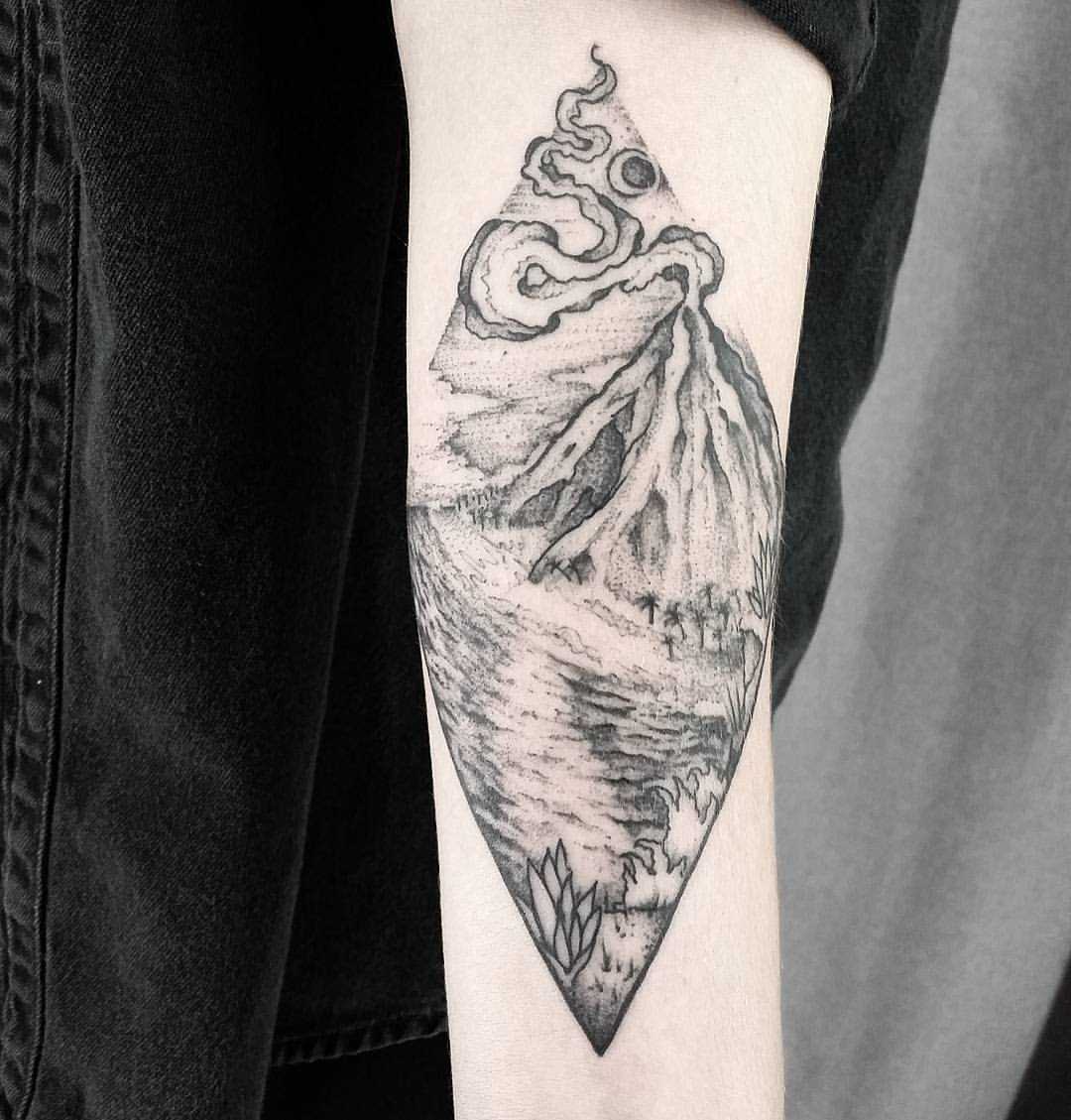 Volcano scenery by Jak Tattoos