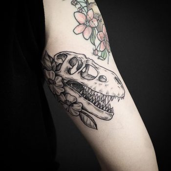 Albertosaurus skull tattoo by EK