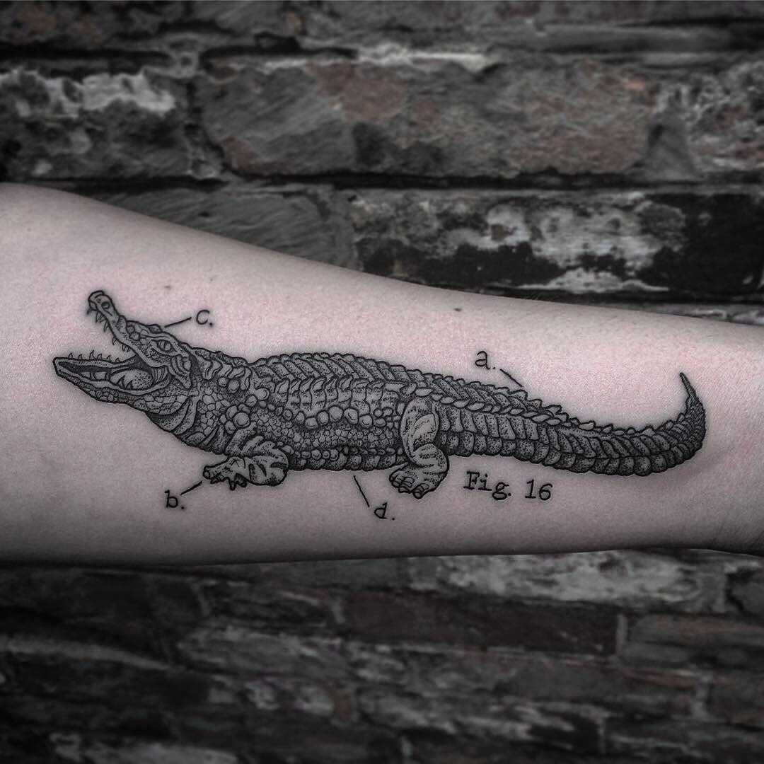 Black and grey alligator tattoo 
