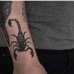 Blackwork scorpion tattoo by Ed Mosley