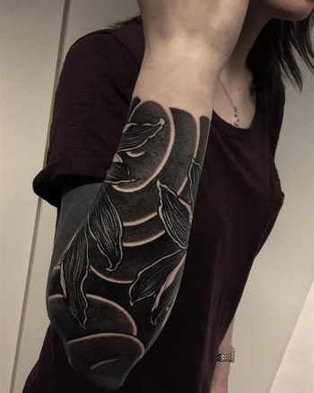 Blackwork sleeve by Gakkin done at Gxinx Amsterdam