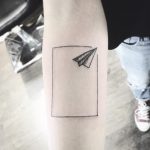 Boxed paper plane tattoo by Unkle Gregory