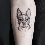 Bulldog tattoo on the forearm