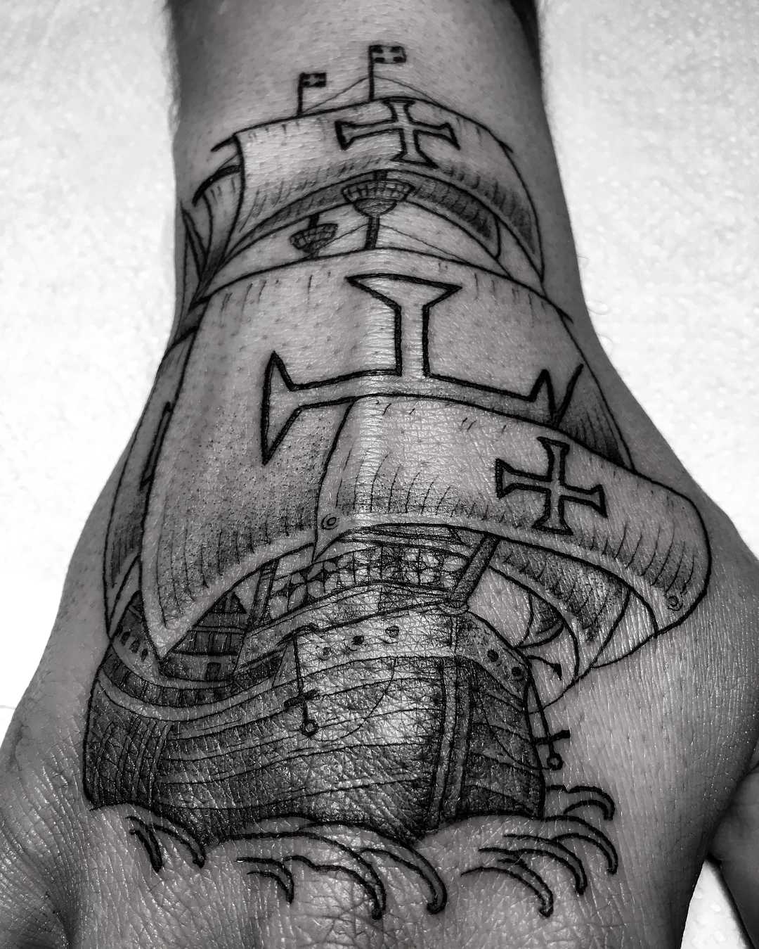 Caravel ship tattoo