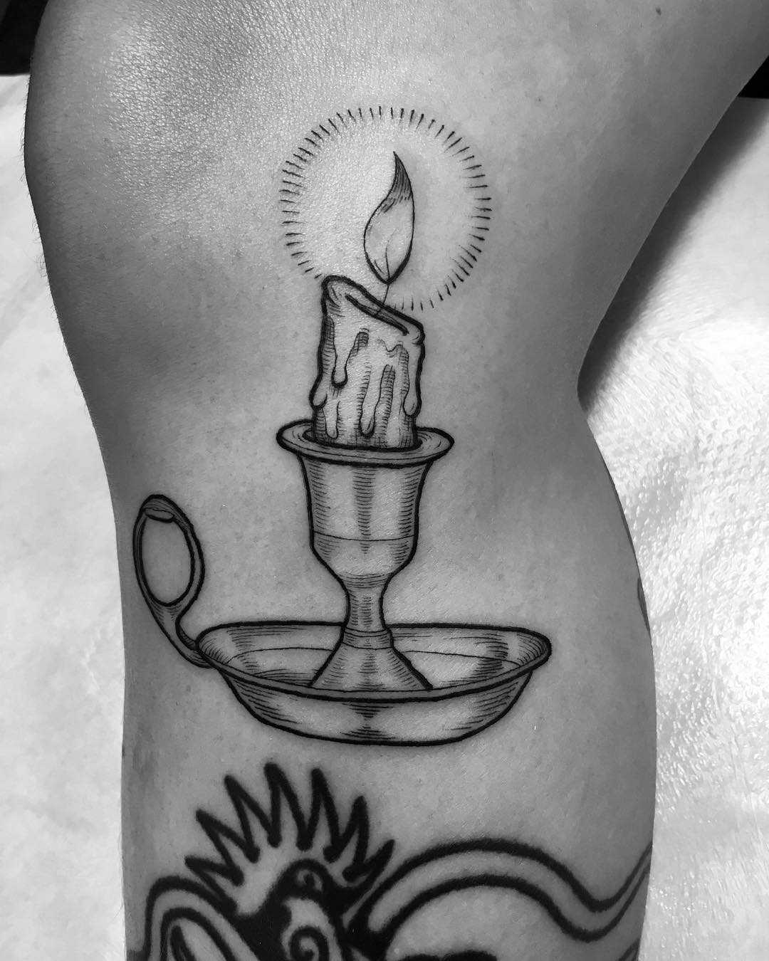 Chandelier and candle tattoo