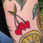 Cherry hearts tattoo