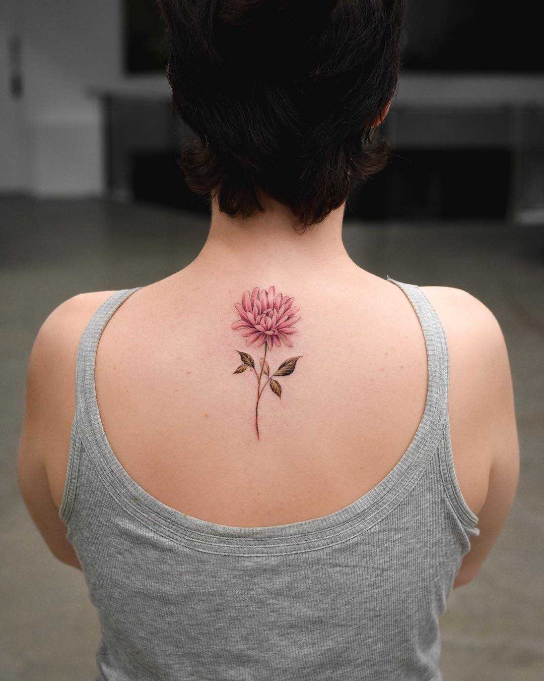 Chrysanthemum tattoo on the back