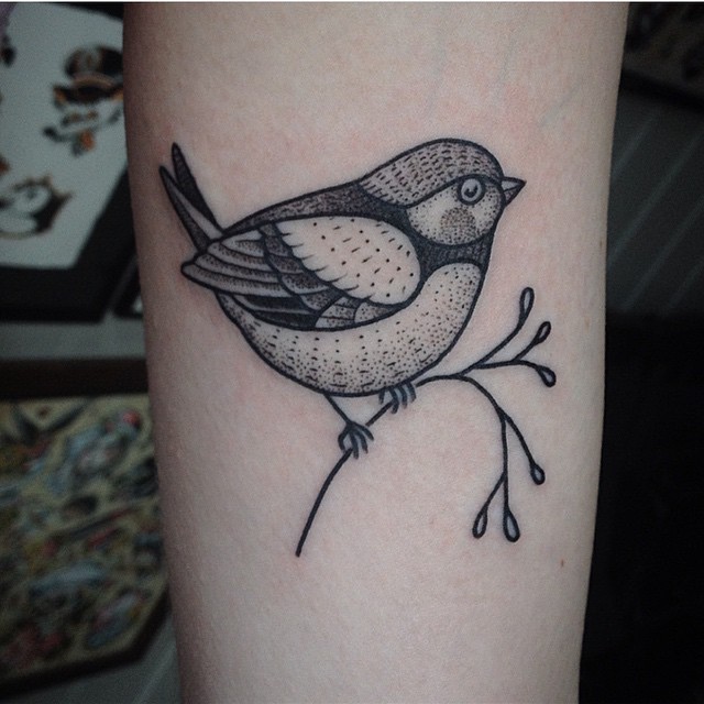 Cute birdie tattoo by Susanne König