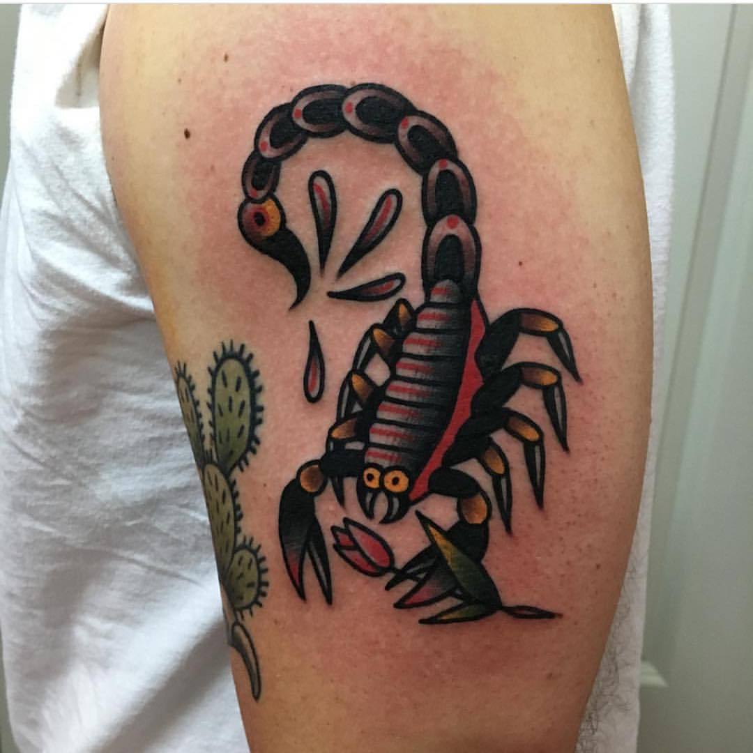 Cute scorpion tattoo by Jeroen Van Dijk