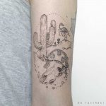 Desert scenery tattoo by Be Lucchesi was done in São Paulo