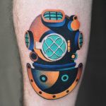 Diving helmet tattoo by David Côté