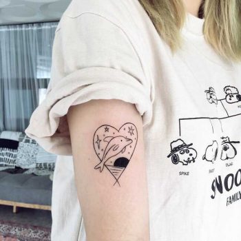 Dolphin and heart tattoo