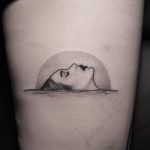 Dot-work style drowning Ophelia tattoo