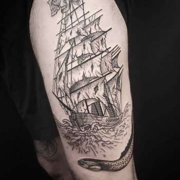 Doywork diamond pirate ship tattoo