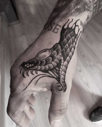 Freehand snake tattoo done at True Body Art