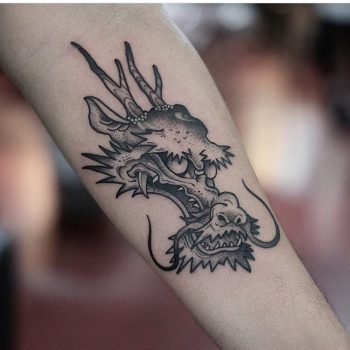 Funky dragon tattoo by Jonas Ribeiro