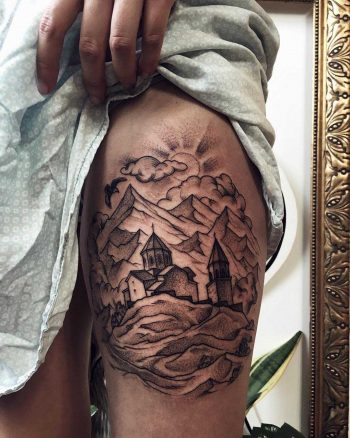 Georgian landscape tattoo