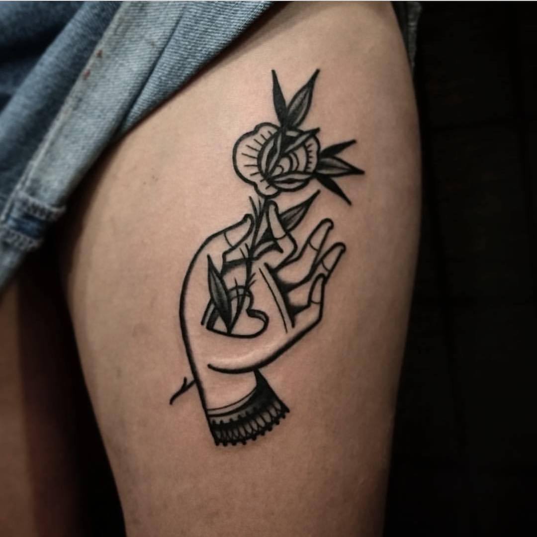 Hand and rose by Ethan Jones Tattoo