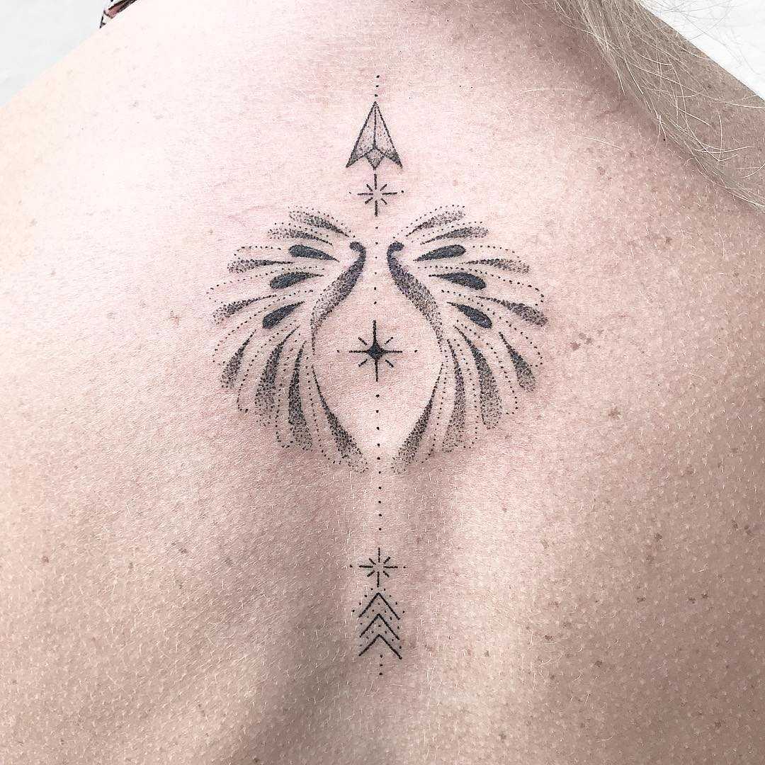 Hand-poked wings and arrow by Femme Fatale Tattoo