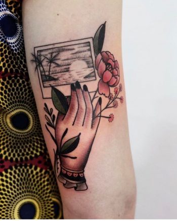 Holiday postcard tattoo by Roald Vd Broek