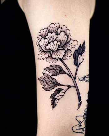 Korean traditional paint shaped peony tattoo