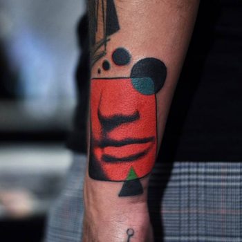 Lips and nose tattoo by David Côté