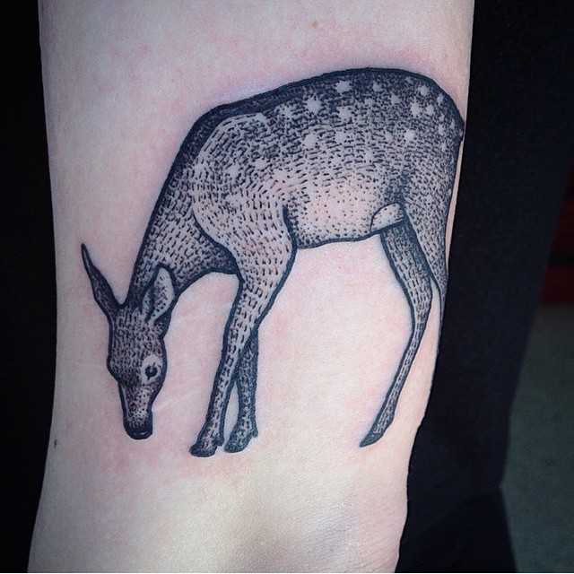 Lovely deer tattoo by Susanne König