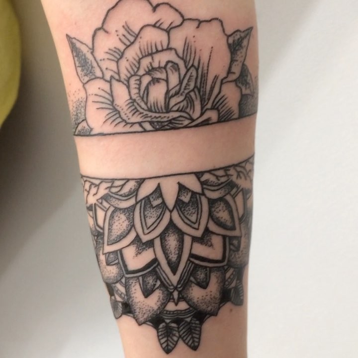 Mandala and rose tattoo
