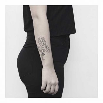 Monstera pot tattoo