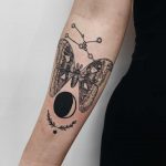 Moon and butterfly tattoos
