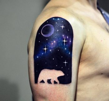Negative space polar bear tattoo