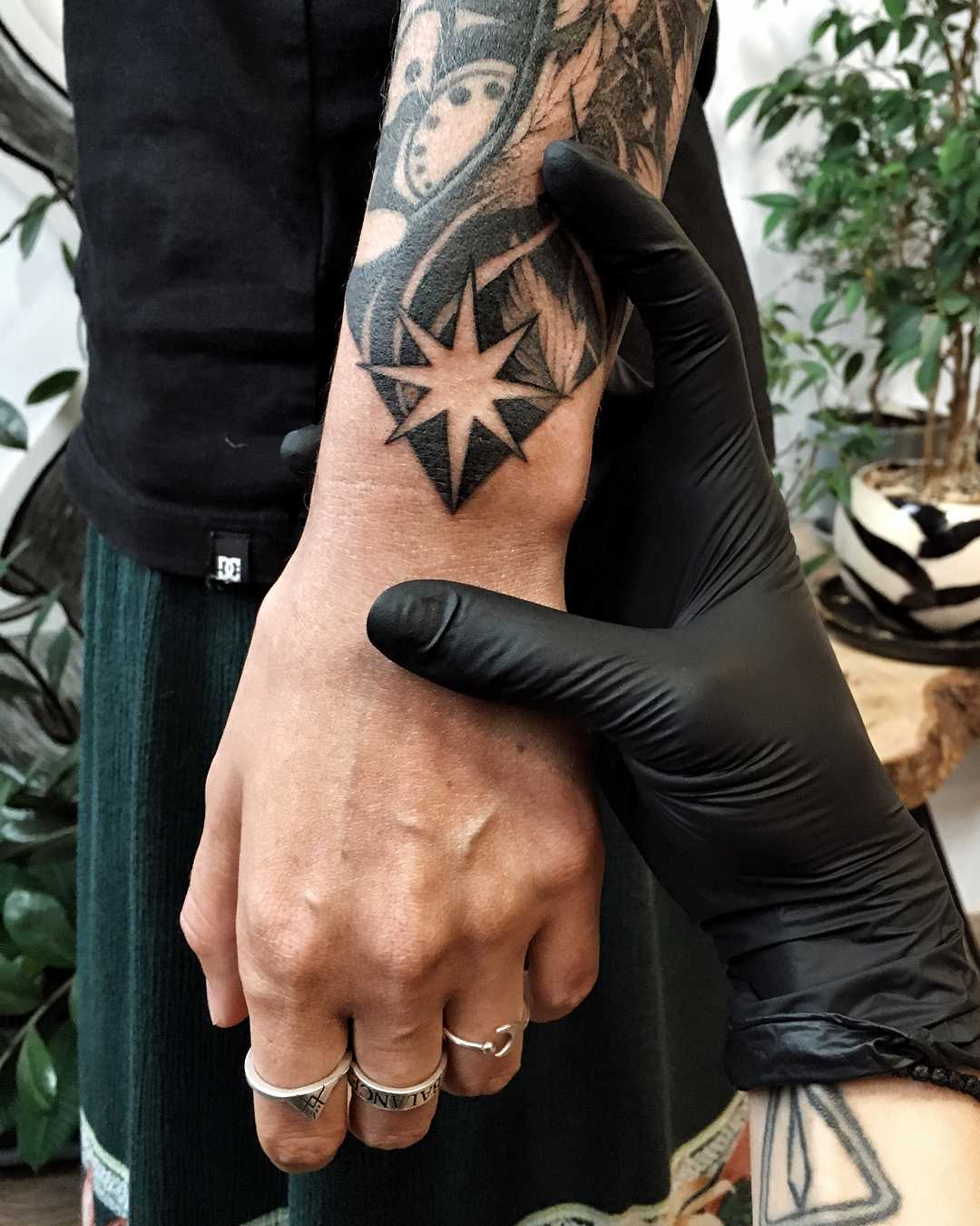 North Star tattoo on the wrist