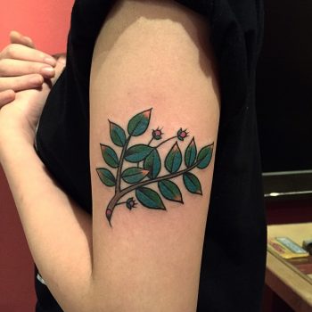 Old-school branch with leaves