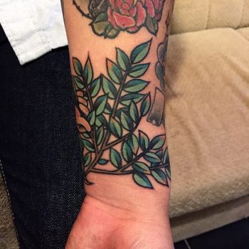 Old-school bush branch tattoo