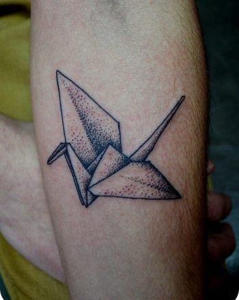 Orizuru tattoo on the forearm