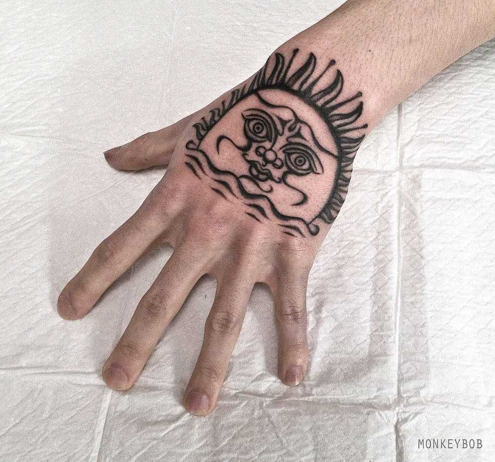 Personalized sun tattoo by Monkey Bob