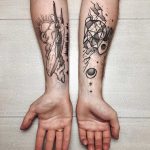 Plane and polygonal rabbit tattoos
