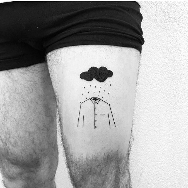 Rain cloud man tattoo by China Town Stropky