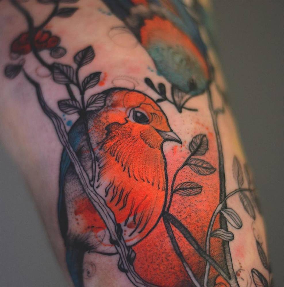 Robin tattoo by Joanna Świrska Dżo Lama