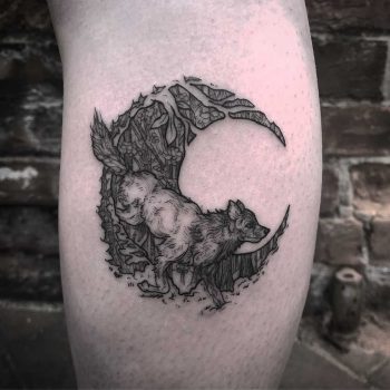Rustic wolf tattoo