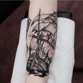 Sinking ship tattoo by Jonas Ribeiro