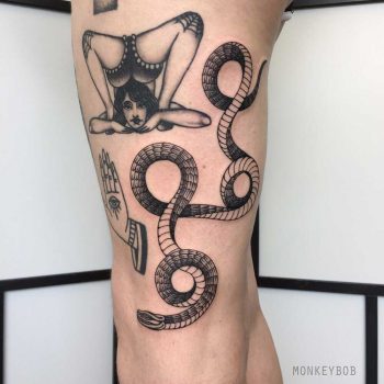 Snake on the leg by Monkey Bob