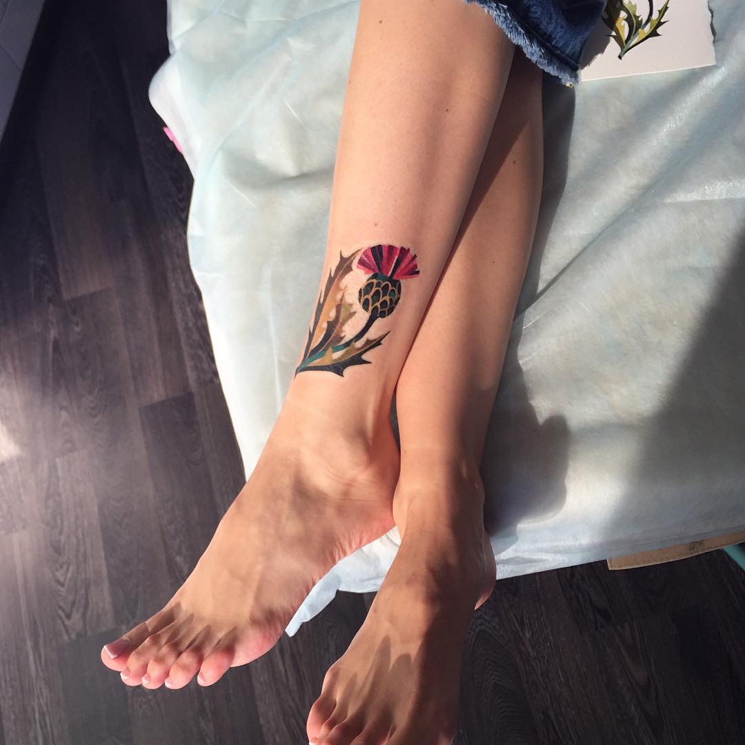 Thistle tattoo by Sasha Unisex
